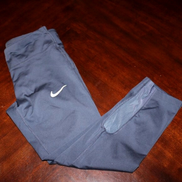 Nike Power Racer Crop Leggings - Women's Size S - Dark Gray - Athleisure Style - Picture 1 of 3
